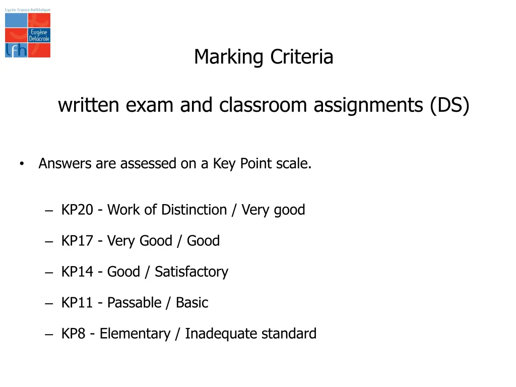 marking criteria