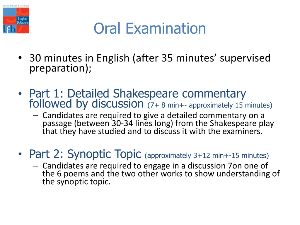 oral examination