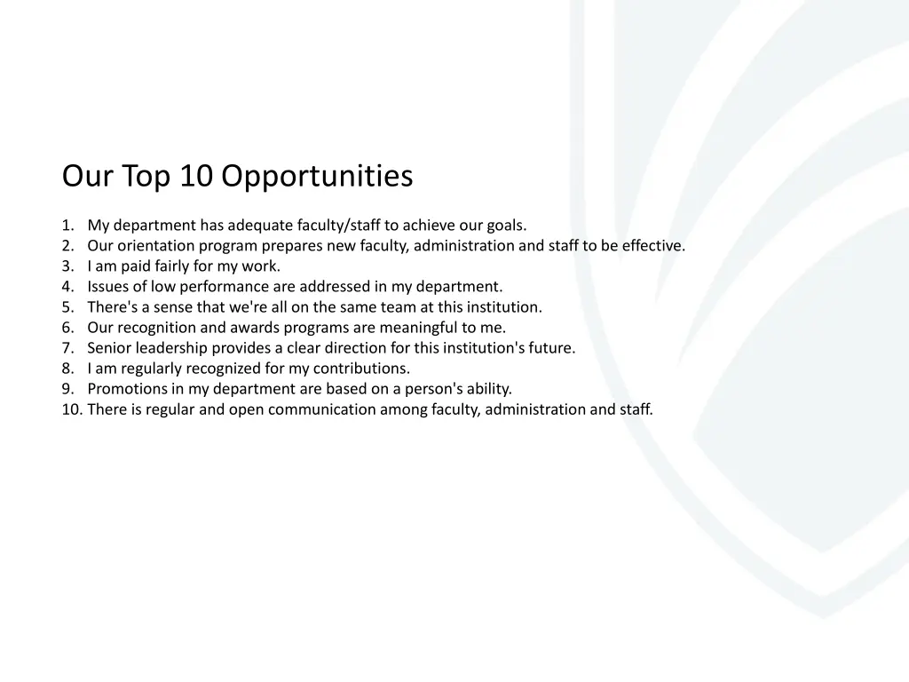 our top 10 opportunities