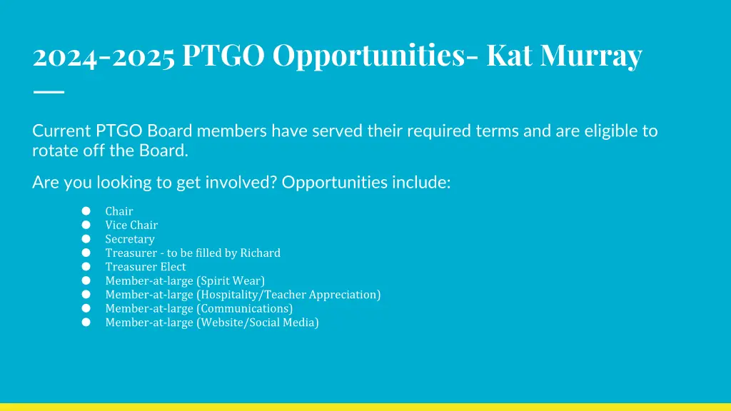 2024 2025 ptgo opportunities kat murray