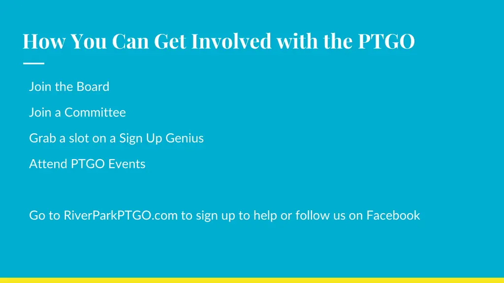 how you can get involved with the ptgo