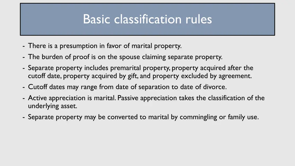 basic classification rules