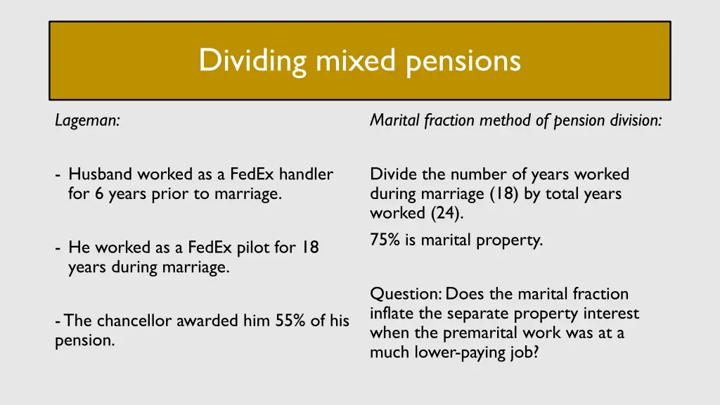 dividing mixed pensions