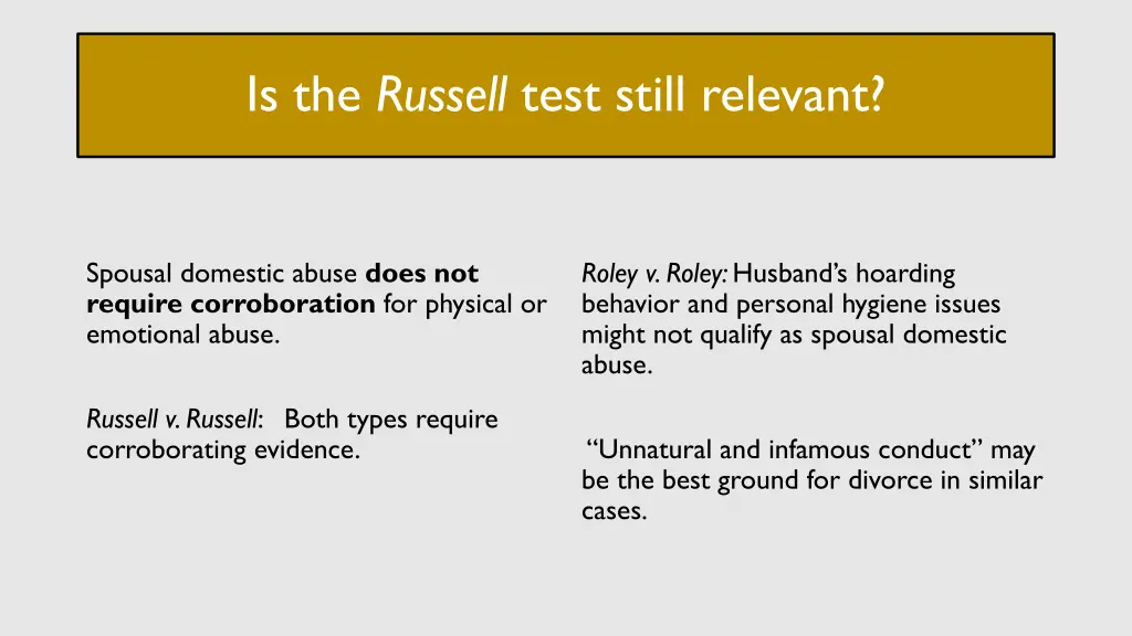 is the russell test still relevant