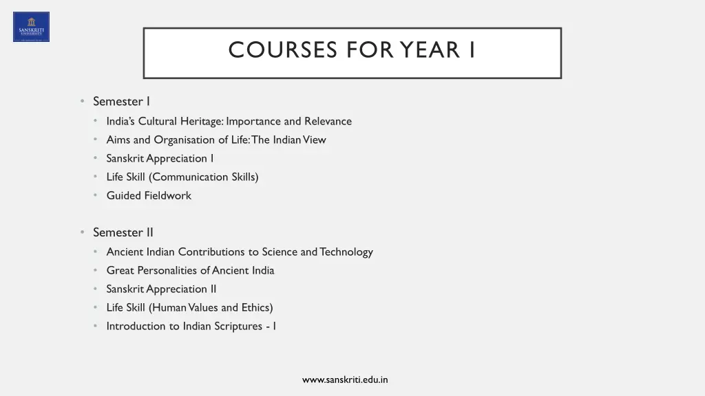 courses for year i