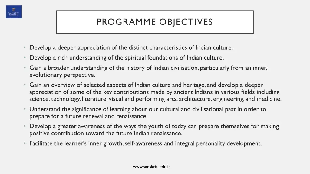 programme objectives