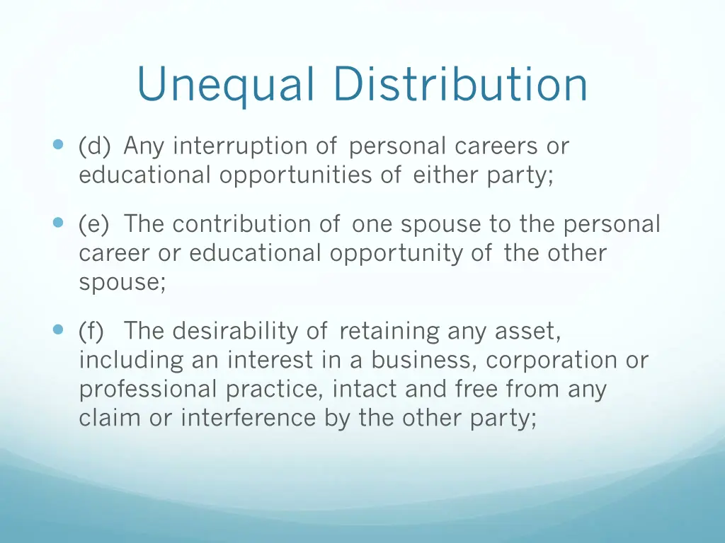 unequal distribution 1