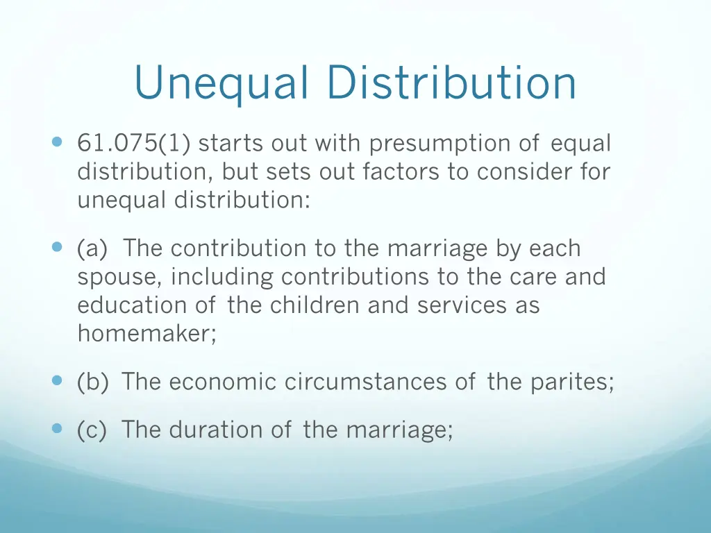 unequal distribution