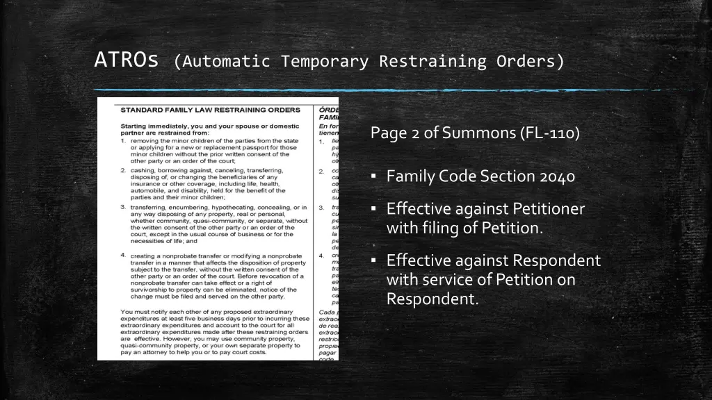 atros automatic temporary restraining orders