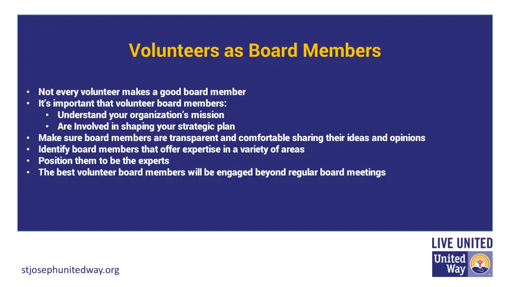 volunteers as board members