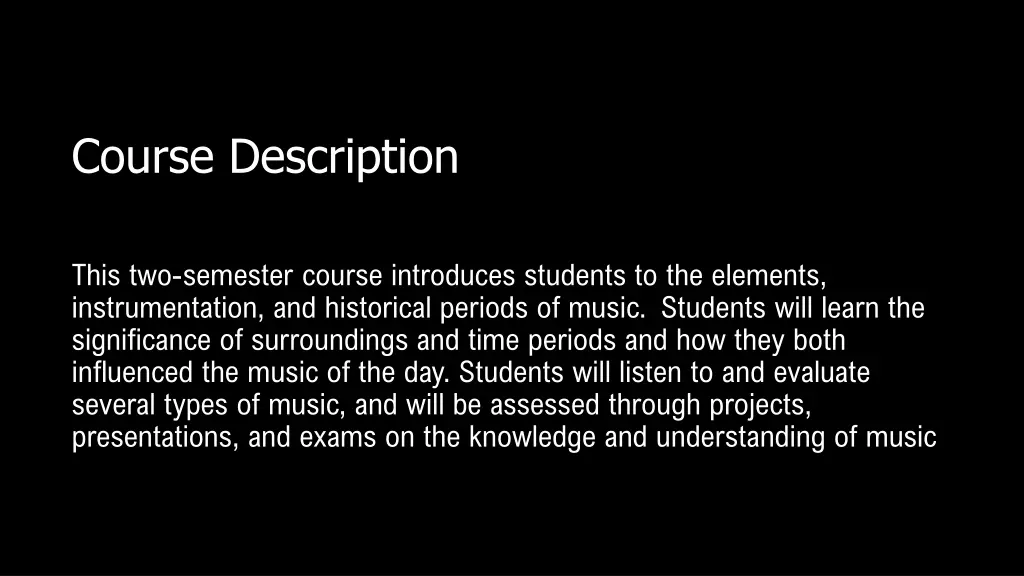 course description