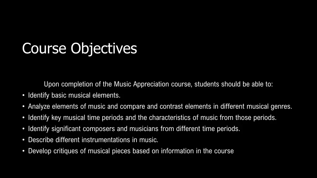 course objectives