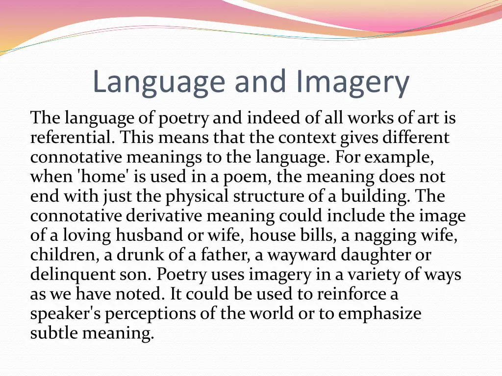 language and imagery the language of poetry