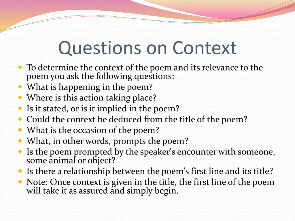 questions on context to determine the context