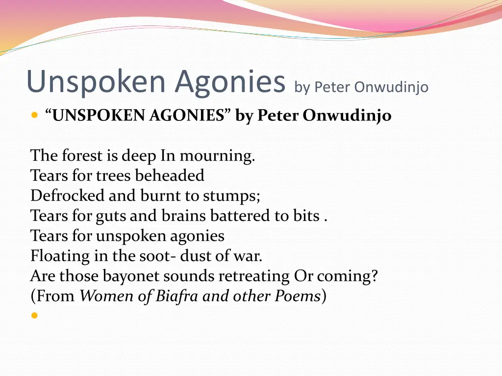 unspoken agonies by peter onwudinjo unspoken