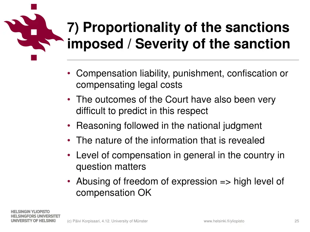 7 proportionality of the sanctions imposed