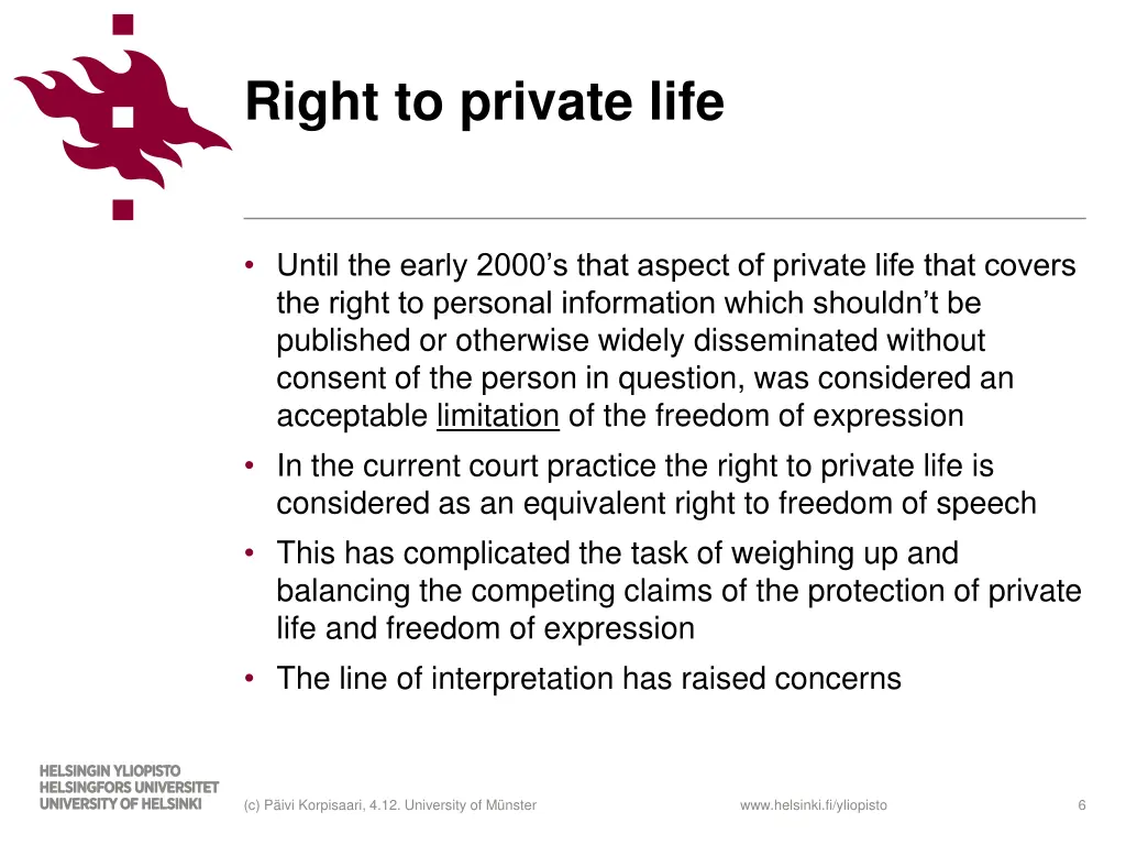 right to private life