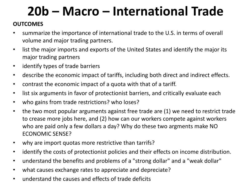 20b macro international trade outcomes summarize