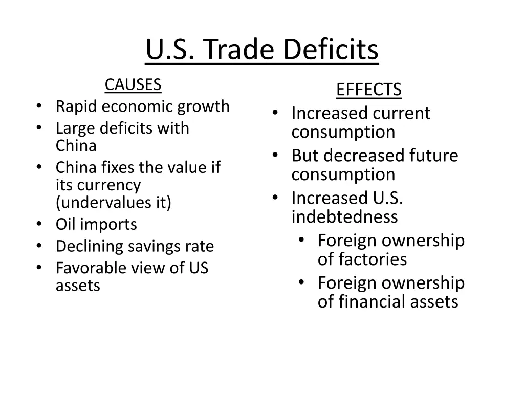 u s trade deficits causes rapid economic growth