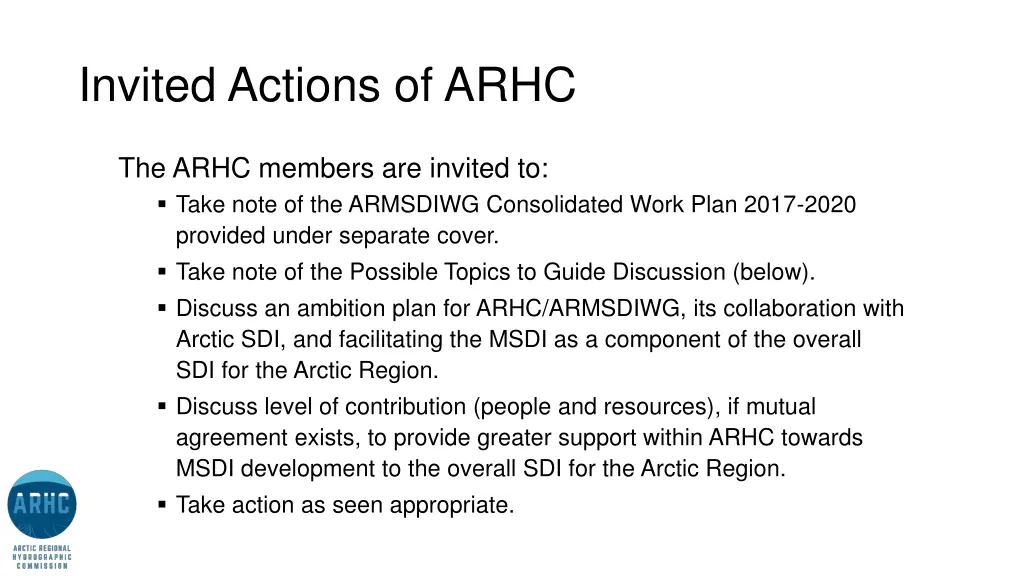 invited actions of arhc