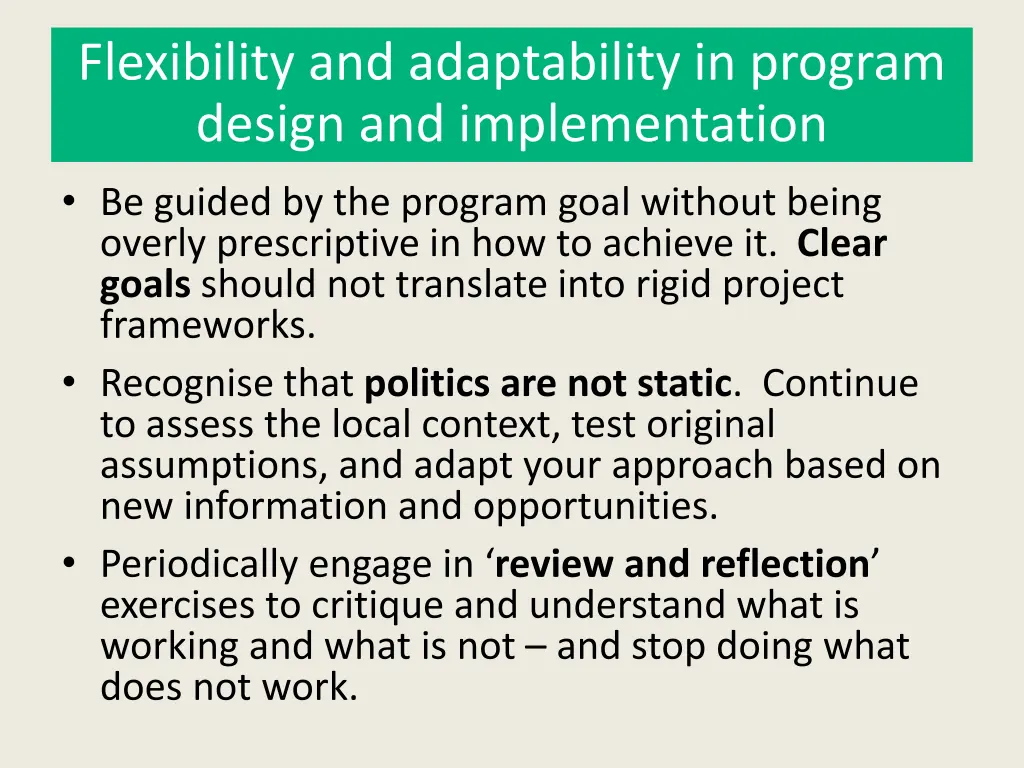 flexibility and adaptability in program design