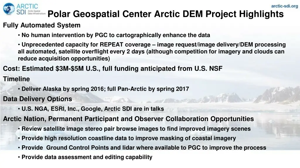 polar geospatial center arctic dem project 1