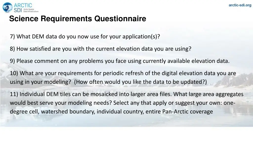 science requirements questionnaire 2