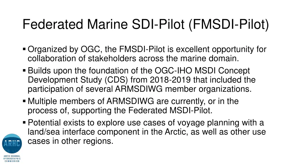 federated marine sdi pilot fmsdi pilot