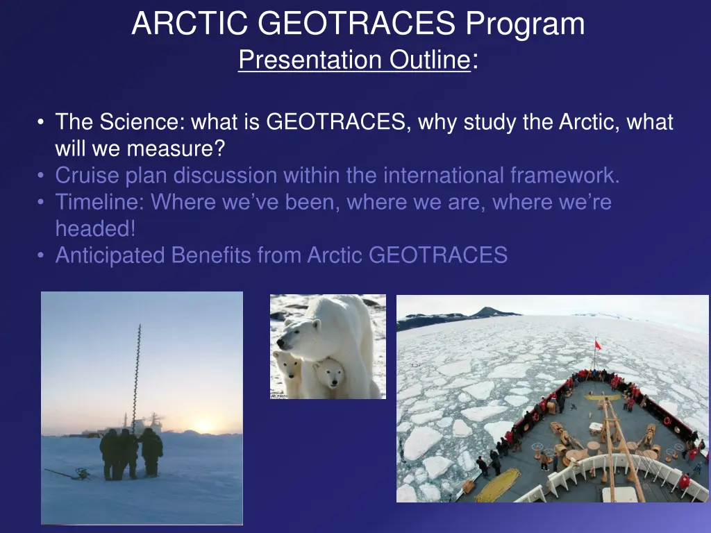 arctic geotraces program presentation outline