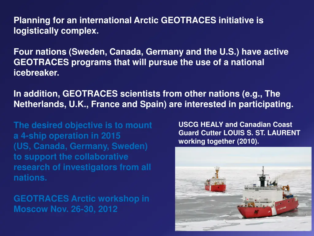 planning for an international arctic geotraces