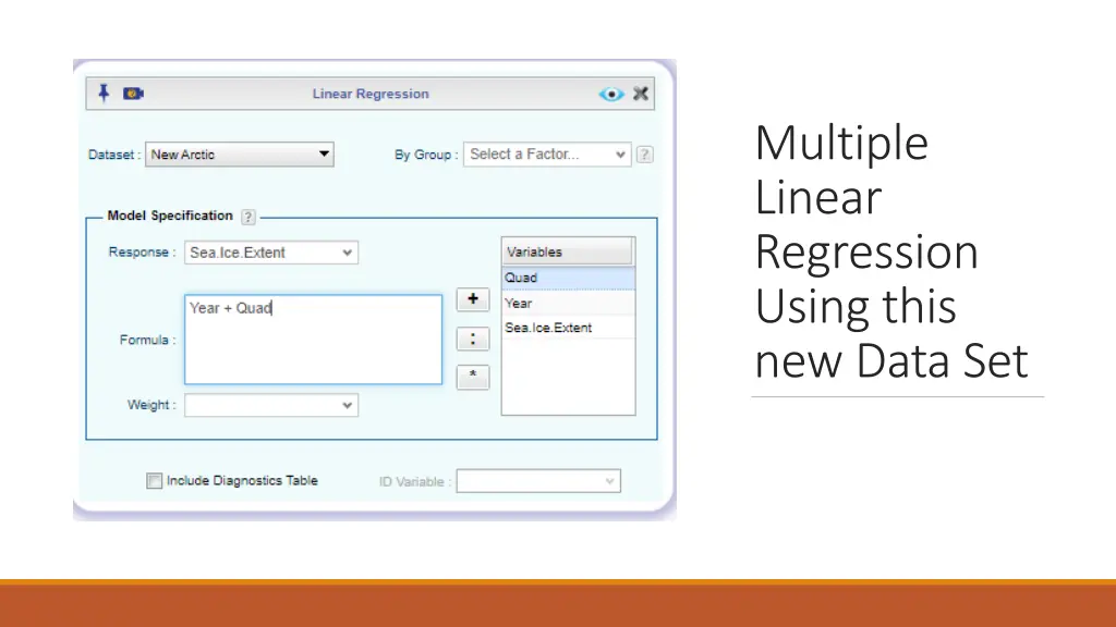 multiple linear regression using this new data set