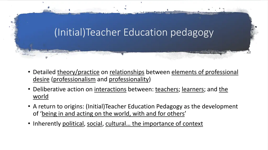 initial teacher education pedagogy