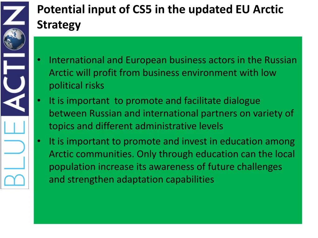 potential input of cs5 in the updated eu arctic