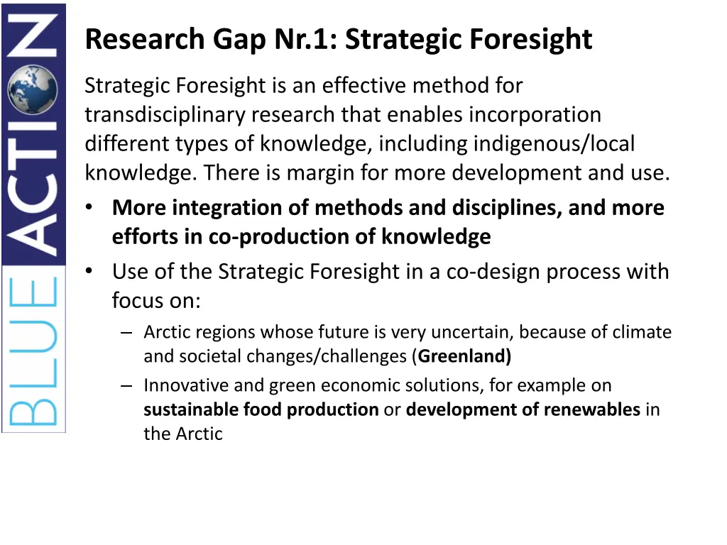 research gap nr 1 strategic foresight