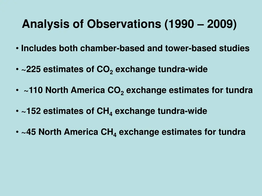 analysis of observations 1990 2009