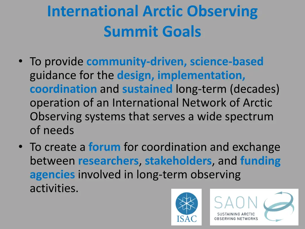 international arctic observing summit goals