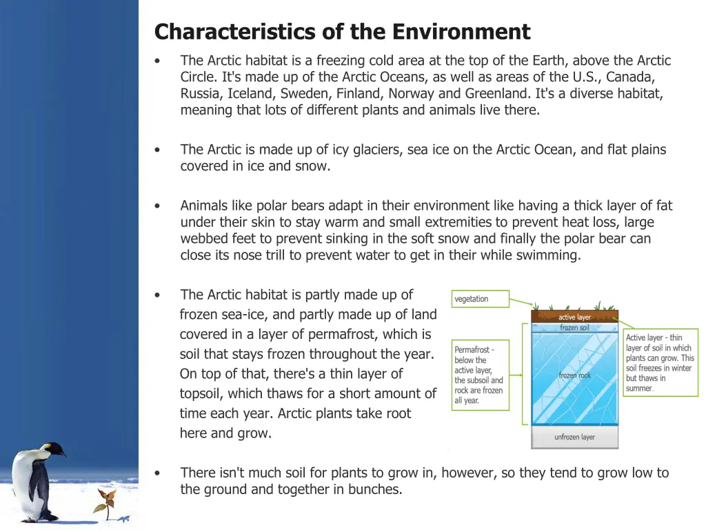 characteristics of the environment