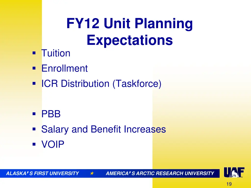 fy12 unit planning expectations tuition