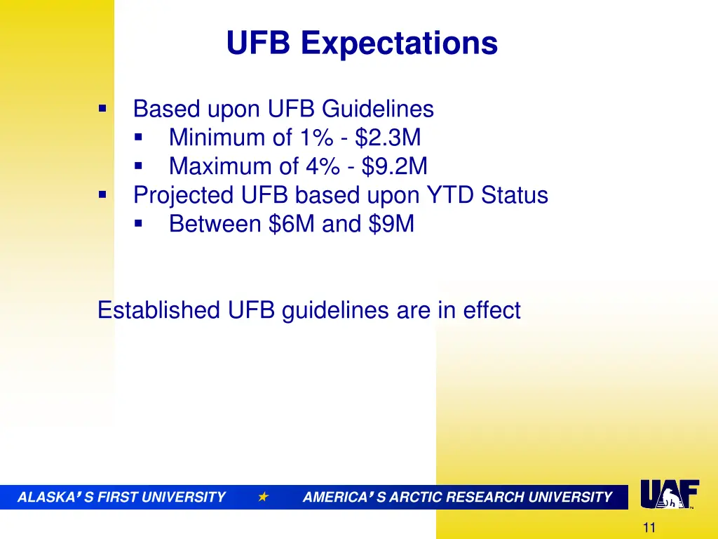 ufb expectations