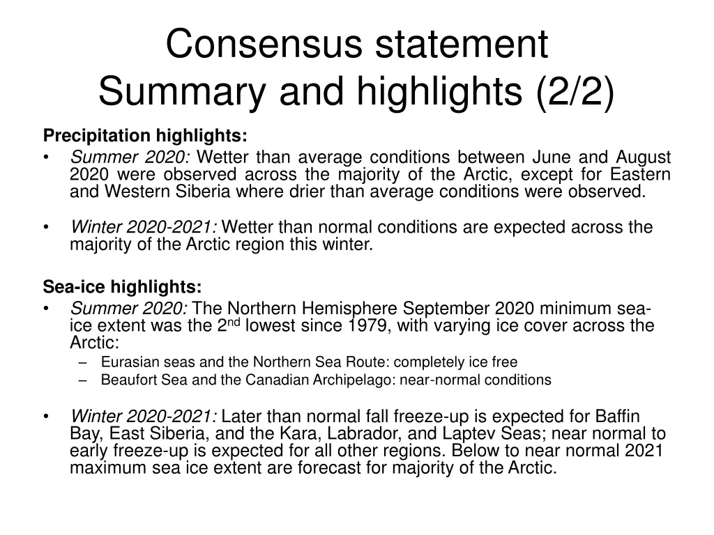 consensus statement summary and highlights 2 2