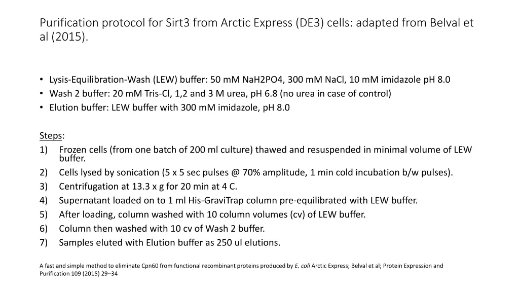 purification protocol for sirt3 from arctic