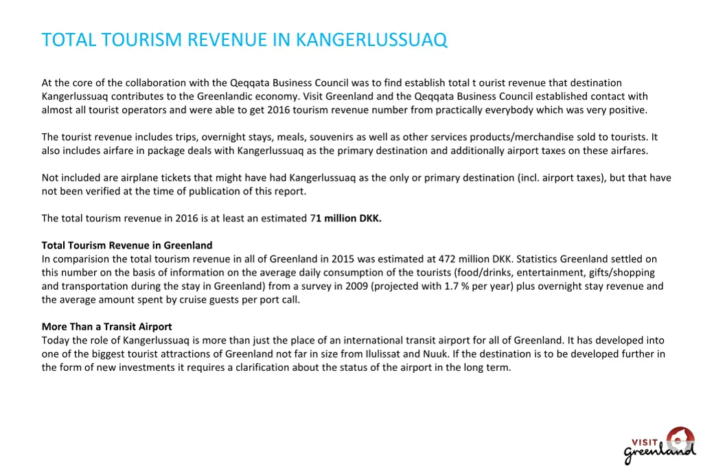 total tourism revenue in kangerlussuaq