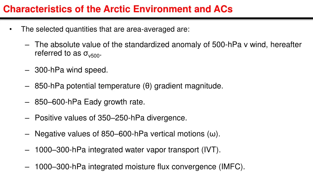 characteristics of the arctic environment and acs 1