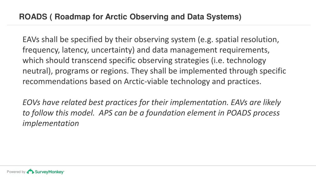 roads roadmap for arctic observing and data