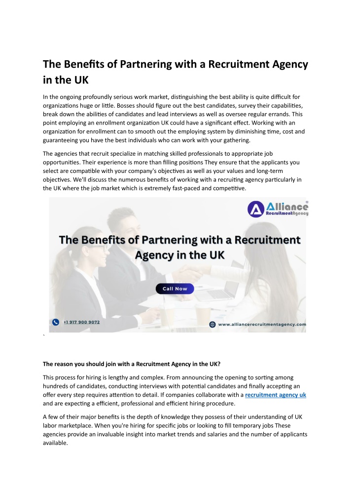 the benefits of partnering with a recruitment