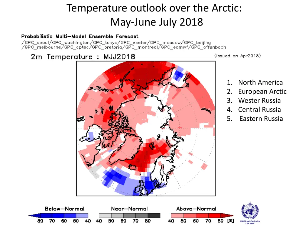 temperature outlook over the arctic may june july