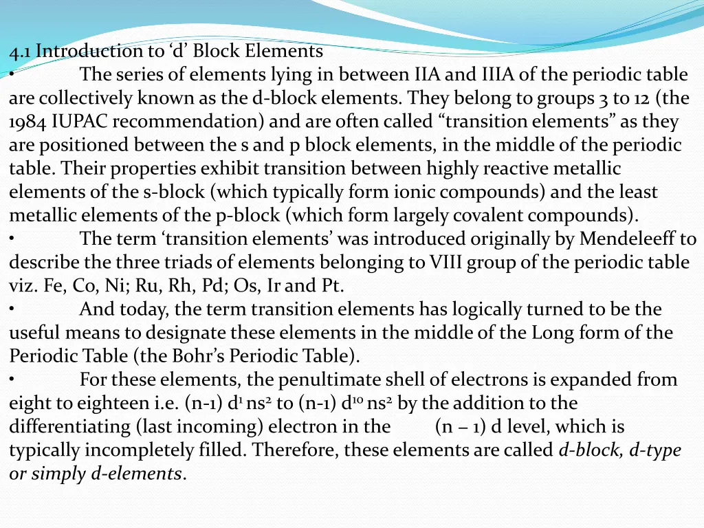 4 1 introduction to d block elements the series