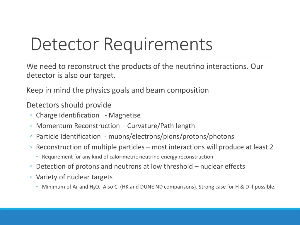 detector requirements