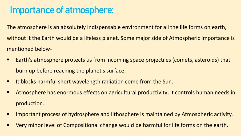 importance of atmosphere