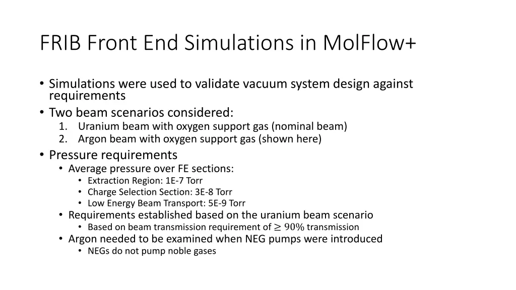 frib front end simulations in molflow